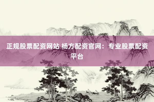 正规股票配资网站 杨方配资官网：专业股票配资平台