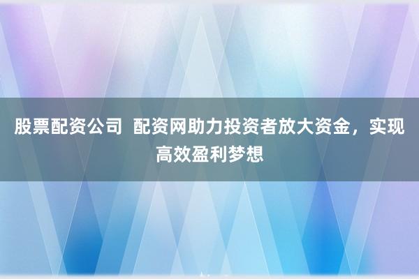 股票配资公司  配资网助力投资者放大资金，实现高效盈利梦想