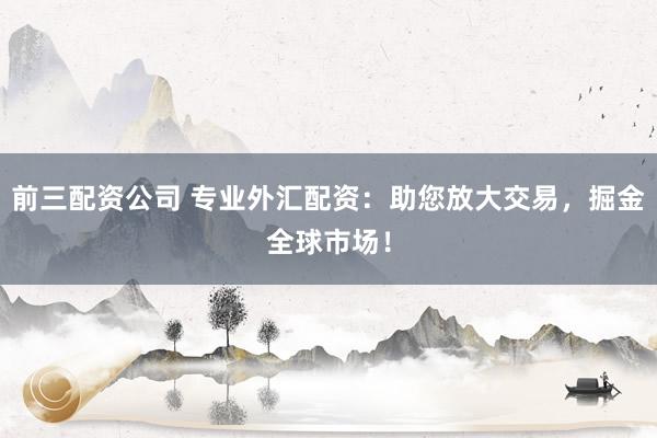 前三配资公司 专业外汇配资:助您放大交易,掘金全球市场!