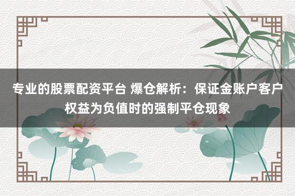 专业的股票配资平台 爆仓解析：保证金账户客户权益为负值时的强制平仓现象