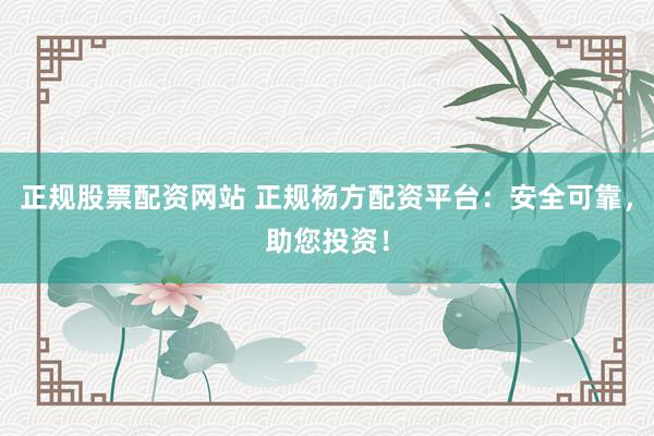 正规股票配资网站 正规杨方配资平台：安全可靠，助您投资！