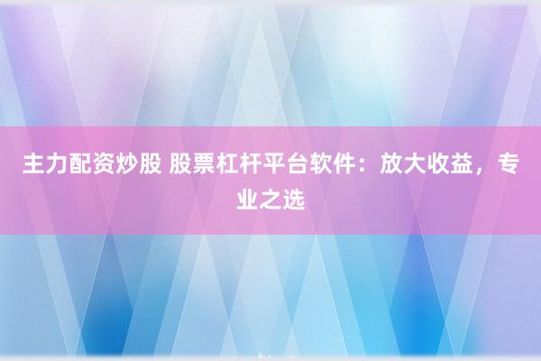主力配资炒股 股票杠杆平台软件：放大收益，专业之选