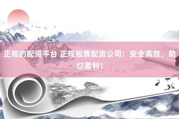 正规的配资平台 正规股票配资公司：安全高效，助您盈利！