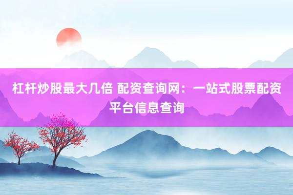 杠杆炒股最大几倍 配资查询网：一站式股票配资平台信息查询