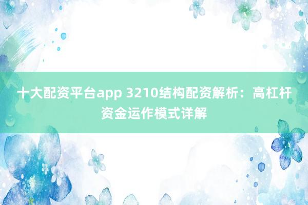 十大配资平台app 3210结构配资解析：高杠杆资金运作模式详解