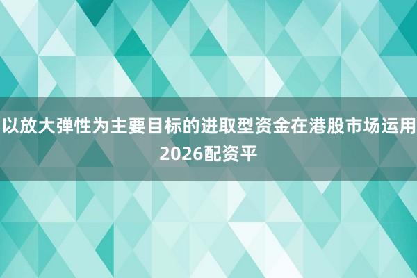以放大弹性为主要目标的进取型资金在港股市场运用2026配资平