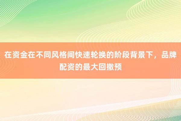 在资金在不同风格间快速轮换的阶段背景下，品牌配资的最大回撤预
