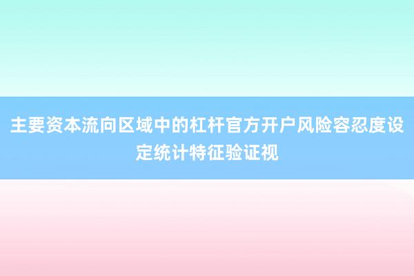 主要资本流向区域中的杠杆官方开户风险容忍度设定统计特征验证视