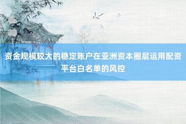 资金规模较大的稳定账户在亚洲资本圈层运用配资平台白名单的风控