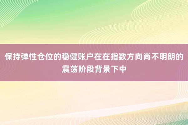 保持弹性仓位的稳健账户在在指数方向尚不明朗的震荡阶段背景下中