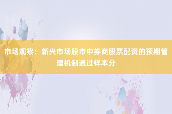 市场观察：新兴市场股市中券商股票配资的预期管理机制通过样本分