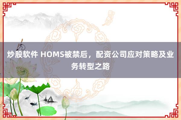 炒股软件 HOMS被禁后，配资公司应对策略及业务转型之路