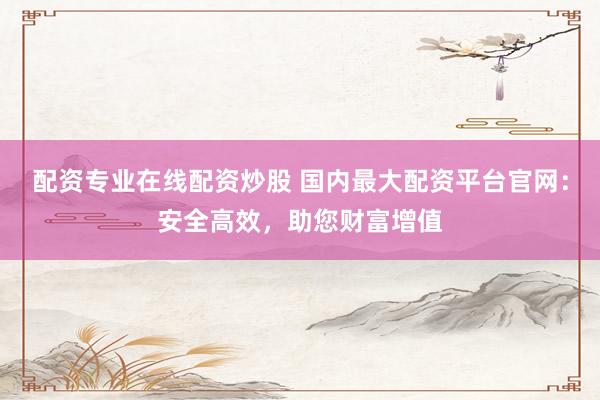 配资专业在线配资炒股 国内最大配资平台官网：安全高效，助您财富增值
