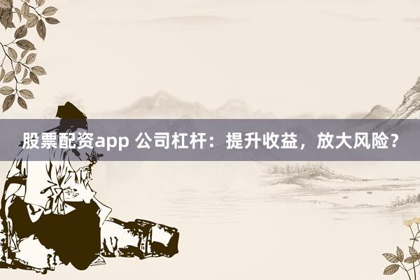 股票配资app 公司杠杆:提升收益,放大风险?
