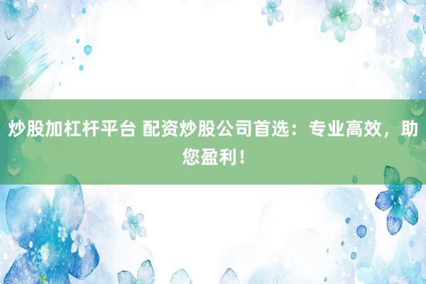 炒股加杠杆平台 配资炒股公司首选：专业高效，助您盈利！